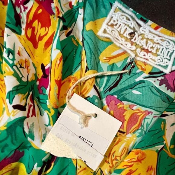 NWT Pink Martini Multicolor Floral V-neck Puff Sleeved Midi Dress - Picture 12 of 12